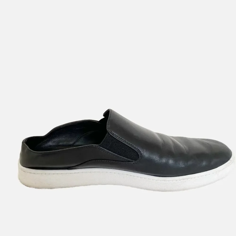 VINCE Verrell Slip-On Leather Sneaker in Black Size 8